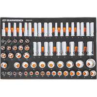 Jeu d'outils m&eacute;triques pour m&eacute;canicien MEGAMOD dans des plateaux en mousse modulaire avec armoire roulante &agrave; outils, 358 morcea Oxymax Inc