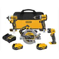 Ensemble de quatre outils combin&eacute;s sans fil et sans balai XR, Lithium-ion, 20 V Oxymax Inc