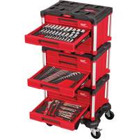 Ensemble maître de 366 outils &agrave; main pour m&eacute;caniciens avec tiroirs PACKOUT et diable, 16-3/10" x 22-1/5" x 48-5/8", Noir/Rouge Oxymax Inc