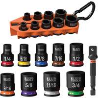 Grab-And-Go Impact Socket Set, SAE, 10 Pcs, Impact, 3/8" Drive Size Oxymax Inc