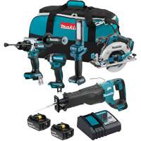 Ensemble de 5 outils sans fil LXT &agrave; moteur sans balais, Lithium-ion, 18 V Oxymax Inc