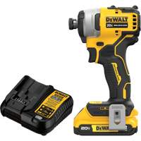 ATOMIC COMPACT SERIESMAX* Brushless Cordless Compact Impact Driver Kit, 1/4", 1700 in-lbs Max. Torque, 20 V, Lithium-Ion Oxymax Inc