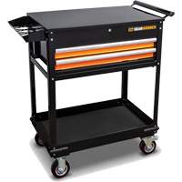 Utility Cart, 2 Drawers, 32-1/2" W x 42" H, Black/Orange Oxymax Inc