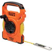 Open Reel Tape Measure with Single Hook & Carabiner, 1/2" x 100', 1/10" Graduations Oxymax Inc