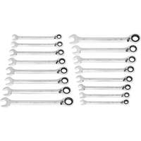 90-Tooth 12-Point Reversible Wrench Set, Ratcheting Box, 16 Pieces, Metric Oxymax Inc