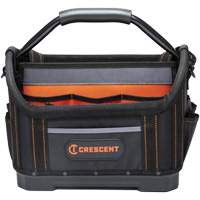 14" Tradesman Open Top Tool Bag, 1680 Denier/Polyester, 25 Pockets, Black/Grey/Orange Oxymax Inc