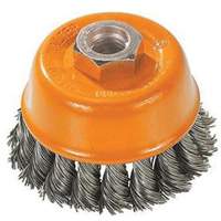 Knot-Twisted Wire Cup Brush, 3" Dia. x M10x1.25 Arbor Oxymax Inc