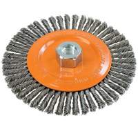 Stringer Bead Knotted Wire Brush, 6" Dia., 0.02" Fill, 5/8"-11 Arbor, Steel Oxymax Inc