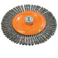 Stringer Bead Knotted Wire Brush, 6-7/8" Dia., 0.02" Fill, 5/8"-11 Arbor, Steel Oxymax Inc
