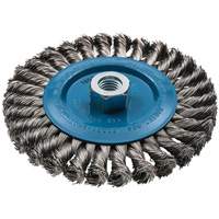 Wide Knotted Wire Wheel Brush, 6" Dia., 0.02" Fill, 5/8"-11 Arbor, Aluminum/Stainless Steel Oxymax Inc