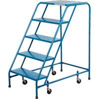 Rolling Step Ladder, 5 Steps, 18" Step Width, 46" Platform Height, Steel Oxymax Inc