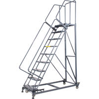 Monster Rolling Ladders, 6 Steps, 24" Step Width, 60" Platform Height, Steel Oxymax Inc