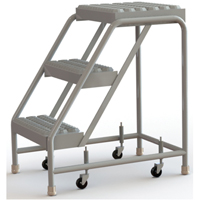 Rolling Ladder, 3 Steps, 16" Step Width, 30" Platform Height, Aluminum Oxymax Inc