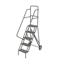 Steel Rolling Ladder, 5 Steps, 16" Step Width, 50" Platform Height, Steel Oxymax Inc