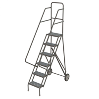 Steel Rolling Ladder, 6 Steps, 16" Step Width, 60" Platform Height, Steel Oxymax Inc