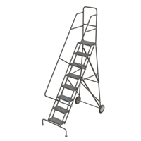Steel Rolling Ladder, 8 Steps, 16" Step Width, 80" Platform Height, Steel Oxymax Inc