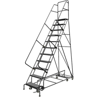 All Directional Rolling Ladder, 11 Steps, 24" Step Width, 110" Platform Height, Steel Oxymax Inc