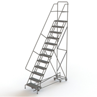 All Directional Rolling Ladder, 12 Steps, 24" Step Width, 120" Platform Height, Steel Oxymax Inc