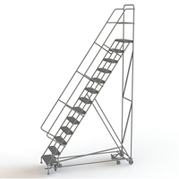 All Directional Rolling Ladder, 13 Steps, 24" Step Width, 130" Platform Height, Steel Oxymax Inc