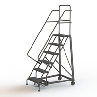 Heavy Duty Rolling Ladder, 6 Steps, 24" Step Width, 60" Platform Height, Steel Oxymax Inc