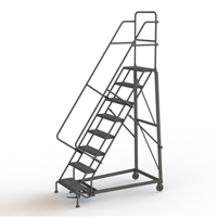 Heavy Duty Rolling Ladder, 8 Steps, 24" Step Width, 80" Platform Height, Steel Oxymax Inc