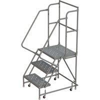 Escabeaux roulants &agrave; dessus profond, 3 marches, Largeur de la marche 16", Hauteur de la plateforme 30", Acier Oxymax Inc