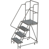 Escabeaux roulants &agrave; dessus profond, 4 marches, Largeur de la marche 16", Hauteur de la plateforme 40", Acier Oxymax Inc