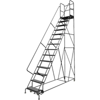 Escabeaux roulants &agrave; dessus profond, 14 marches, Largeur de la marche 24", Hauteur de la plateforme 140", Acier Oxymax Inc