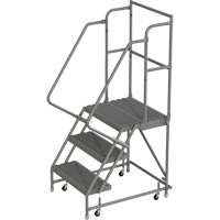 Deep Top Step Rolling Ladder, 3 Steps, 16" Step Width, 30" Platform Height, Steel VC762 | Oxymax Inc