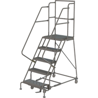 Deep Top Step Rolling Ladder, 5 Steps, 16" Step Width, 50" Platform Height, Steel VC766 | Oxymax Inc