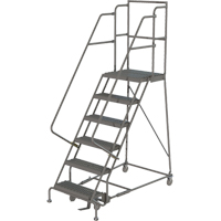 Deep Top Step Rolling Ladder, 6 Steps, 16" Step Width, 60" Platform Height, Steel VC768 | Oxymax Inc