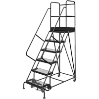 Deep Top Step Rolling Ladder, 6 Steps, 24" Step Width, 60" Platform Height, Steel VC769 | Oxymax Inc