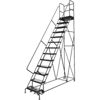 Deep Top Step Rolling Ladder, 13 Steps, 24" Step Width, 130" Platform Height, Steel VC777 | Oxymax Inc