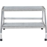 Aluminum Step Stand, 2 Step(s), 32-13/16" W x 24-9/16" L x 20" H, 500 lbs. Capacity VD458 | Oxymax Inc