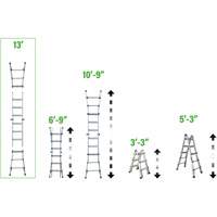 Telescoping Multi-Position Ladder, 2.916' - 9.75', Aluminum, 300 lbs., CSA Grade 1A VD689 | Oxymax Inc
