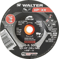 Double-X Depressed Centre Grinding Wheel, 5" x 1/4", 5/8"-11 Arbor, Type 27S Oxymax Inc