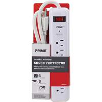 Protecteurs de surtension, 6 Prises, 750 J, 1875, Cordon 3' Oxymax Inc