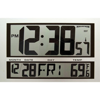 Jumbo Clock, Digital, Battery Operated, 16.5" W x 1.7" D x 11" H, Silver XD075 | Oxymax Inc
