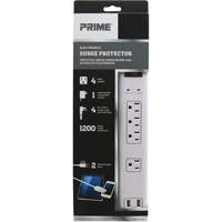 Limiteurs de surtension avec chargeur USB, 4 Prises, 1200 J, 1875 W, Cordon 4' XG809 | Oxymax Inc