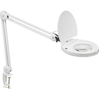 LED Magnifier with A-Bracket, 3 Diopter, LED Light, 47" Arm, C-Clamp, White XH199 | Oxymax Inc