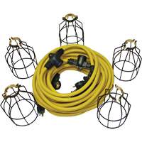 LED String Lights with Connector, 5 Lights, 50' L, Metal Housing XI324 | Oxymax Inc