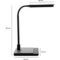 Lampe de bureau à col de cygne avec chargeur USB, 8 W, DEL, Col 15", Noir XI752 | Oxymax Inc