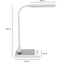 Lampe de bureau à col de cygne avec chargeur USB, 8 W, DEL, Col 15", Blanc XI753 | Oxymax Inc
