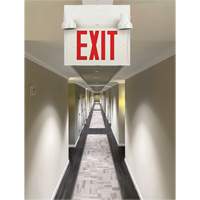 Exit Sign with Security Lights, LED, Battery Operated/Hardwired, 12-1/10" L x 11" W, English XI789 | Oxymax Inc